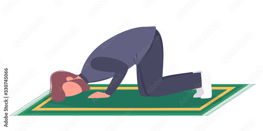 Wall mural muslim man praying position. man in traditinal clothes