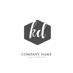 Handwritten initial letter K D KD for identity and logo. Vector logo template with handwriting and signature style.