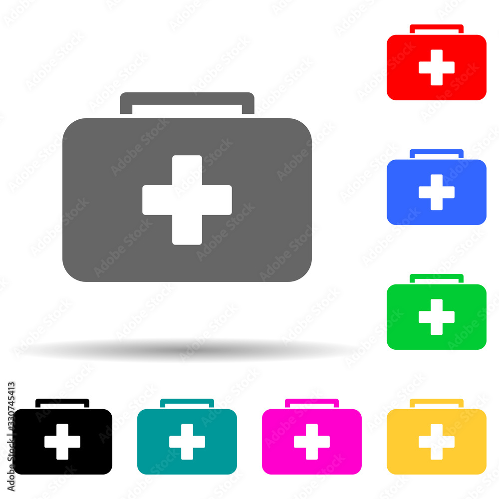 Poster first aid kid multi color style icon. simple thin line, outline vector of web icons for ui and ux, w