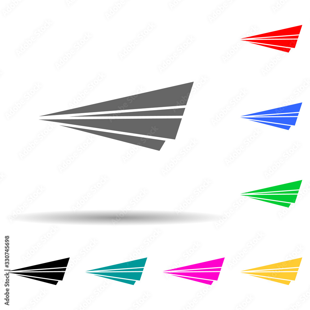 Poster paper airplane multi color style icon. simple thin line, outline vector of web icons for ui and ux, 