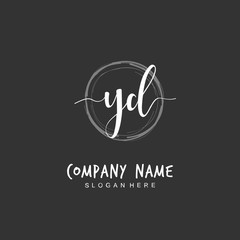 Handwritten initial letter Y D YD for identity and logo. Vector logo template with handwriting and signature style.