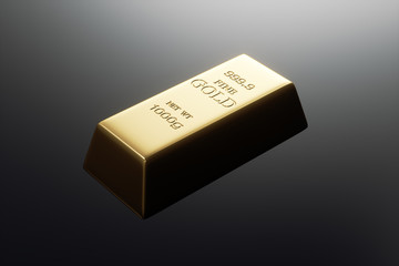 Gold bar isolated in black background. 3d rendering - illustration.