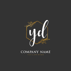 Handwritten initial letter Y D YD for identity and logo. Vector logo template with handwriting and signature style.