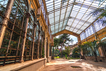 Barcelona, Catalonia, Spain - 11 feb 2020: Garden Fontsere and Mestre in Citadel Park - Parc de la Ciutadella