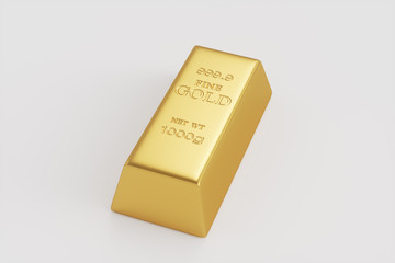 Gold bar isolated in white background. 3d rendering - illustration.