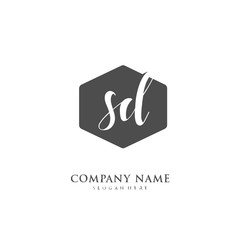 Handwritten initial letter S D SD for identity and logo. Vector logo template with handwriting and signature style.