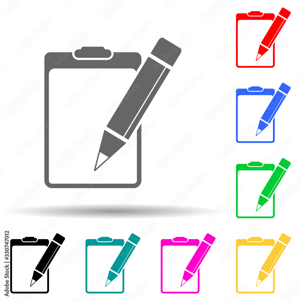 Poster paper tablet and pencil multi color style icon. simple thin line, outline vector of web icons for ui