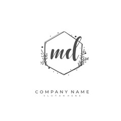 Handwritten initial letter M D MD for identity and logo. Vector logo template with handwriting and signature style.