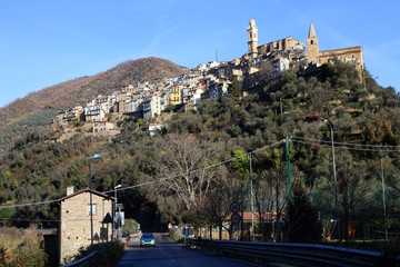 Montalto Ligure (IM), Italy - February 15, 2017: Montalto ligure village, Imperia, Liguria, Italy.