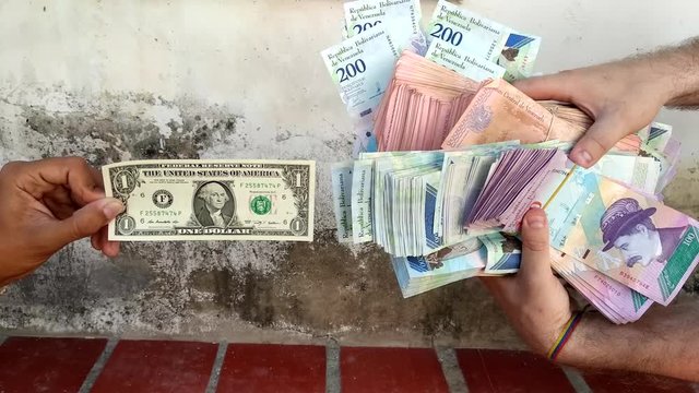 The ratio of the American dollar to Venezuelan money during the economic crisis.