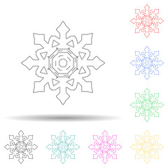 snowflake multi color style icon. Simple thin line, outline vector of winter icons for ui and ux, website or mobile application