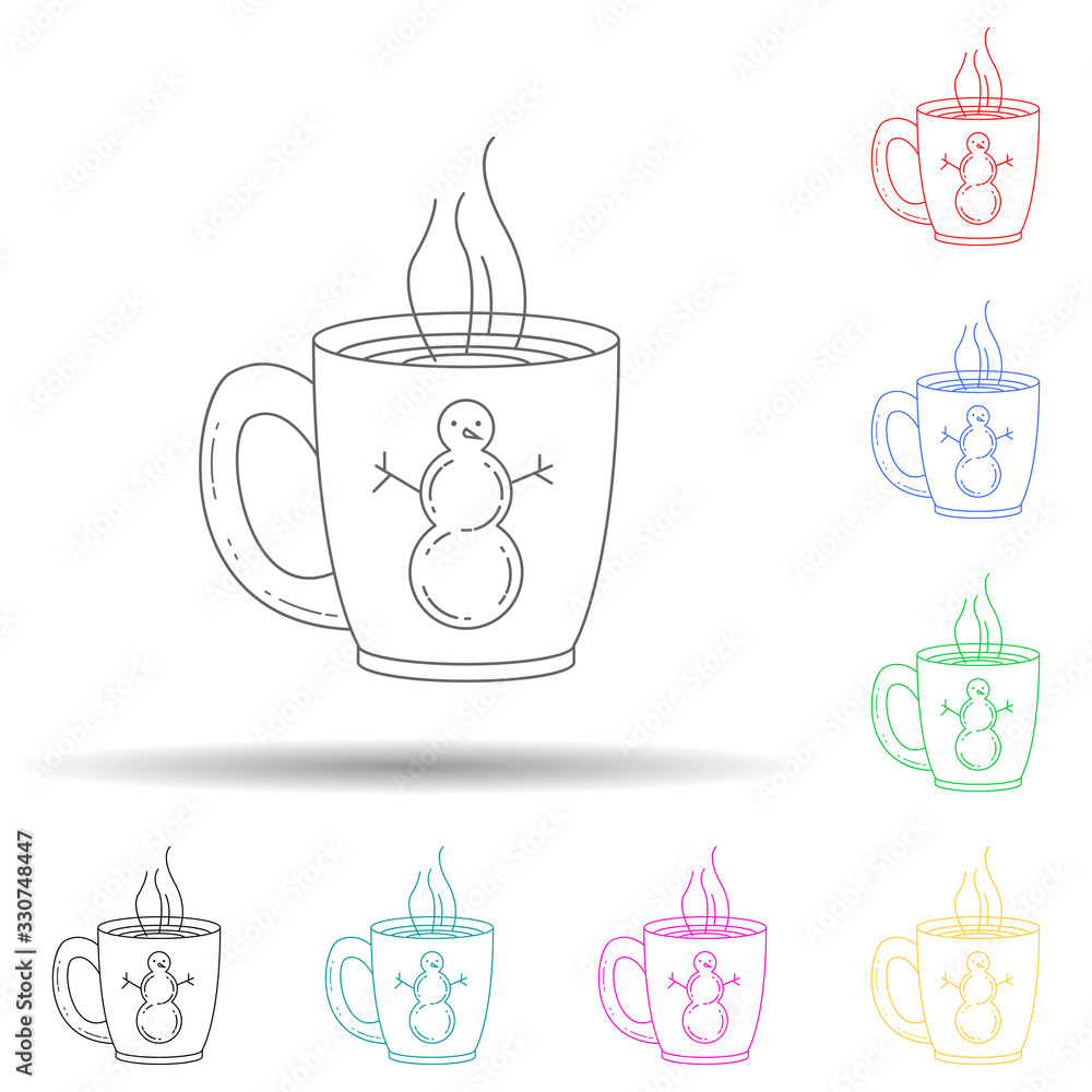 Poster hot chocolate multi color style icon. simple thin line, outline vector of winter icons for ui and ux