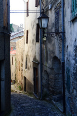 Triora (IM), Italy - February 15, 2017: Old houses in The witches village of Triora, Imperia, Liguria, Italy.