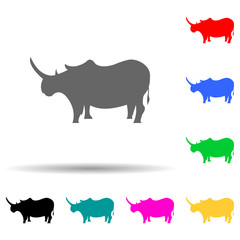 silhouette of a rhinoceros multi color style icon. Simple glyph, flat vector of zoo icons for ui and ux, website or mobile application