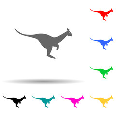 silhouette of a kangaroo multi color style icon. Simple glyph, flat vector of zoo icons for ui and ux, website or mobile application