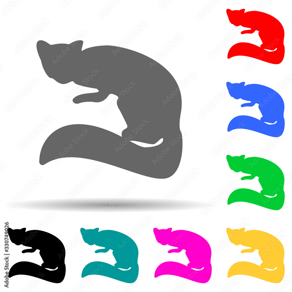 Poster silhouette of marten multi color style icon. simple glyph, flat vector of zoo icons for ui and ux, w