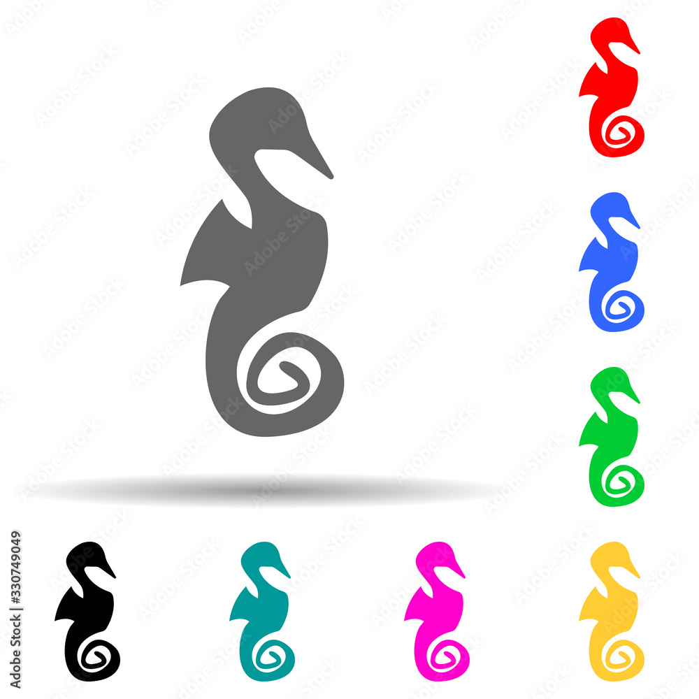 Poster silhouette of seahorses multi color style icon. simple glyph, flat vector of zoo icons for ui and ux