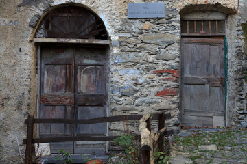 Fototapeta na wymiar Triora (IM), Italy - February 15, 2017: Old houses details in The witches village of Triora, Imperia, Liguria, Italy.