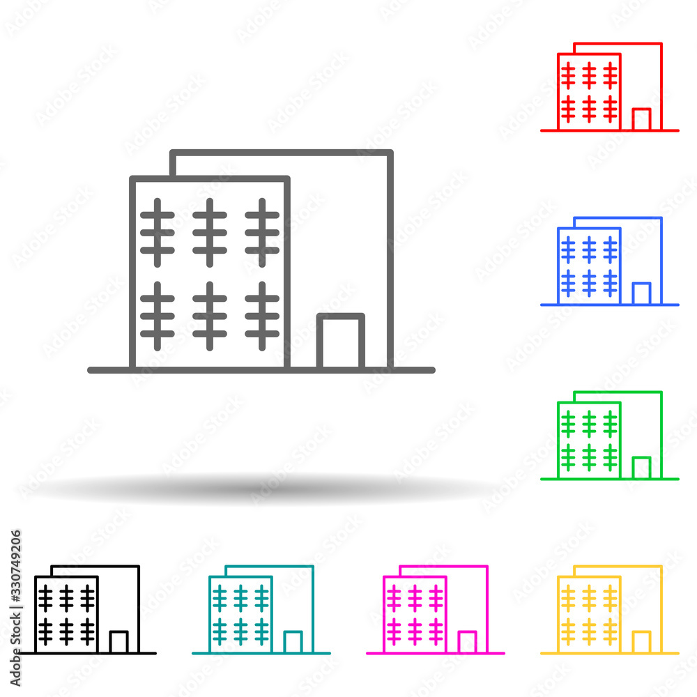 Poster building multi color set icon. simple thin line, outline vector of building icons for ui and ux, web