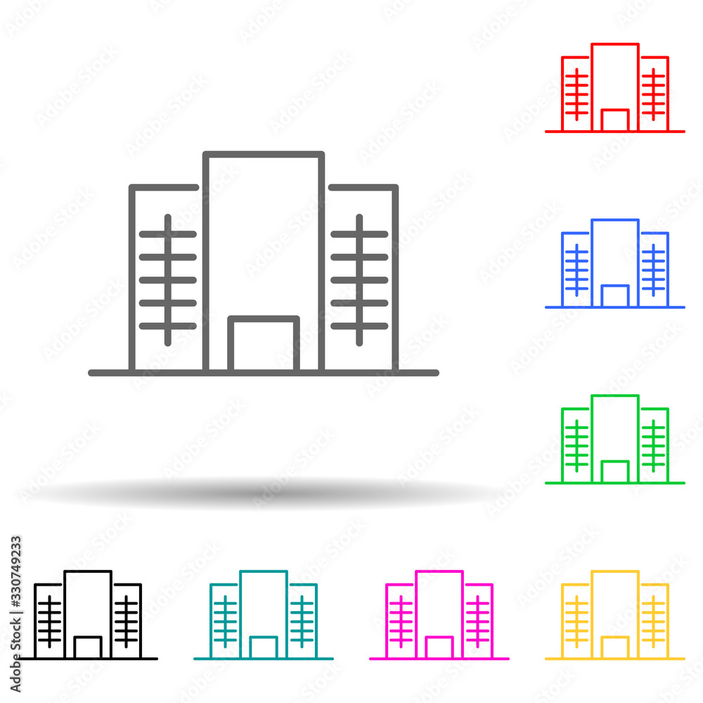 Poster building multi color set icon. simple thin line, outline vector of building icons for ui and ux, web