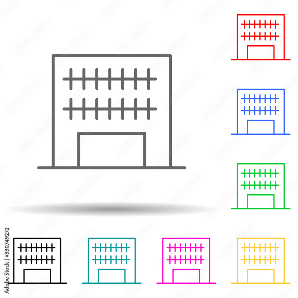 Poster building multi color set icon. simple thin line, outline vector of building icons for ui and ux, web