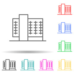 Building multi color set icon. Simple thin line, outline vector of building icons for ui and ux, website or mobile application