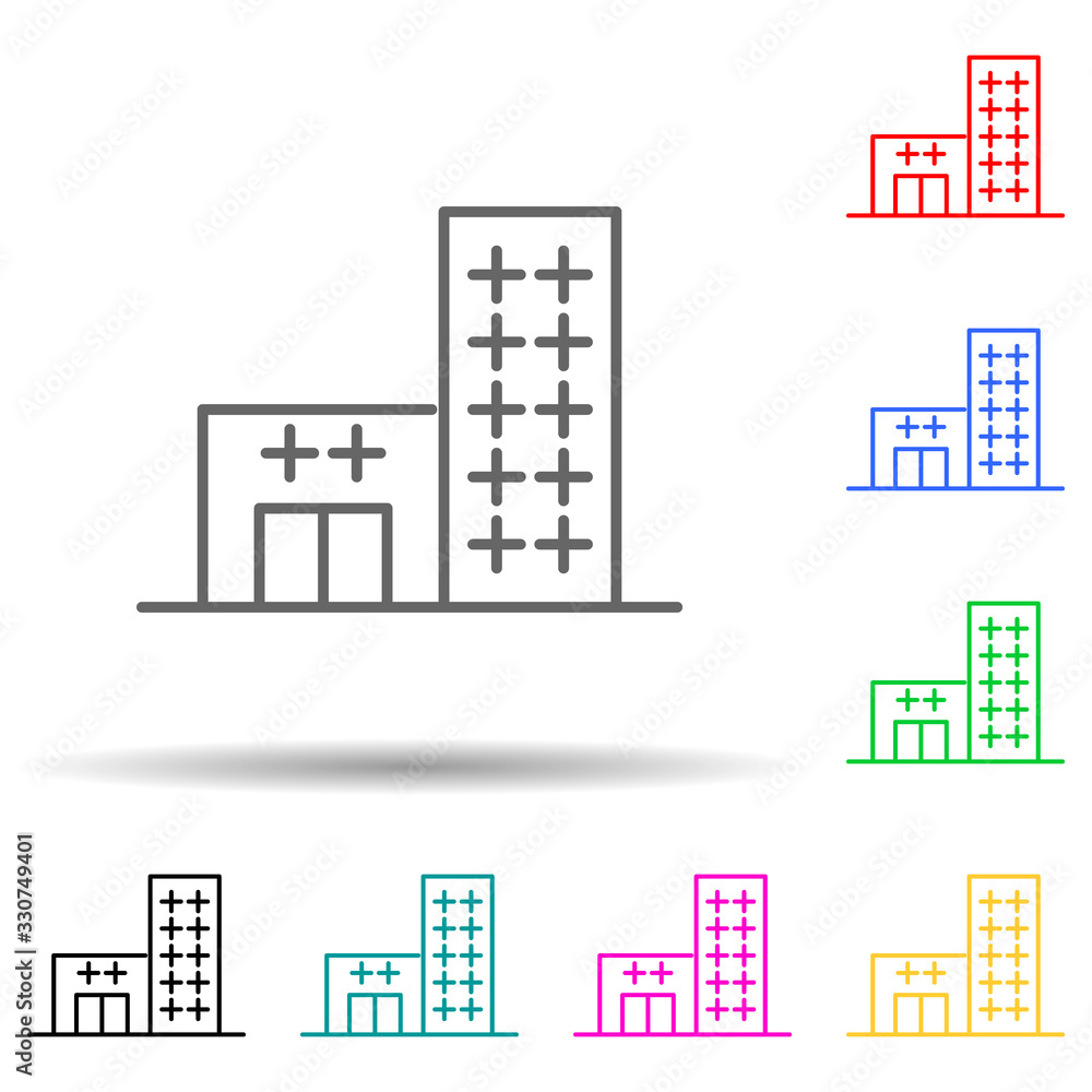 Poster building multi color set icon. simple thin line, outline vector of building icons for ui and ux, web