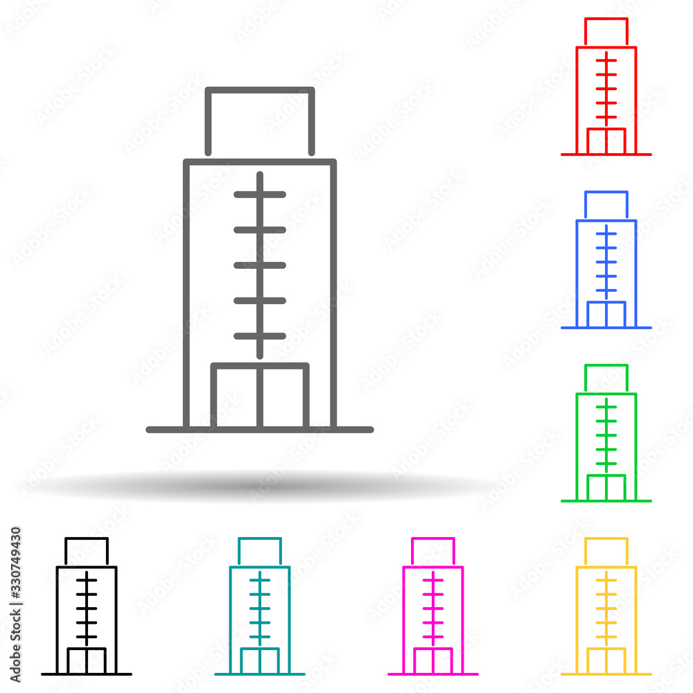 Poster building multi color set icon. simple thin line, outline vector of building icons for ui and ux, web
