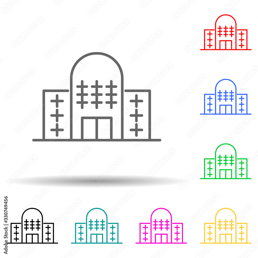 Poster building multi color set icon. simple thin line, outline vector of building icons for ui and ux, web