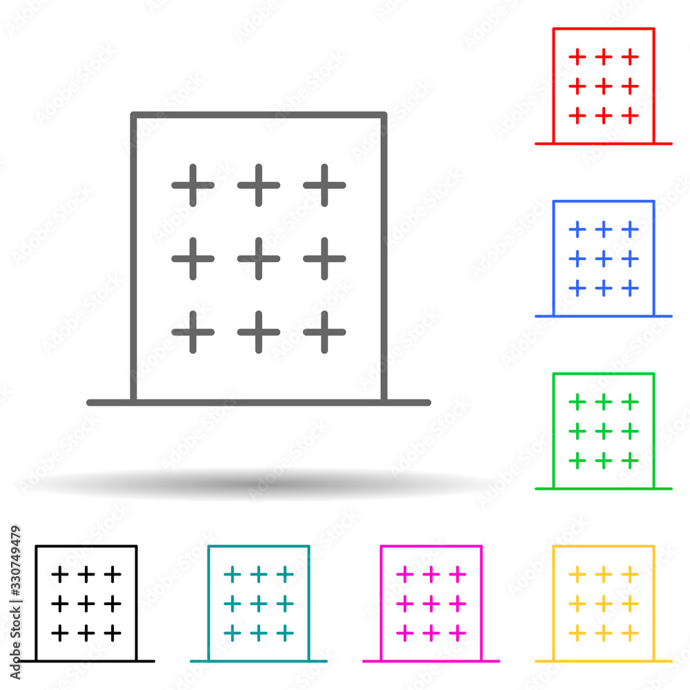 Poster building multi color set icon. simple thin line, outline vector of building icons for ui and ux, web