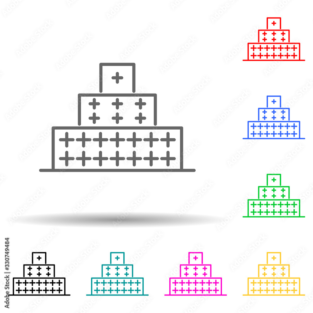 Poster building multi color set icon. simple thin line, outline vector of building icons for ui and ux, web