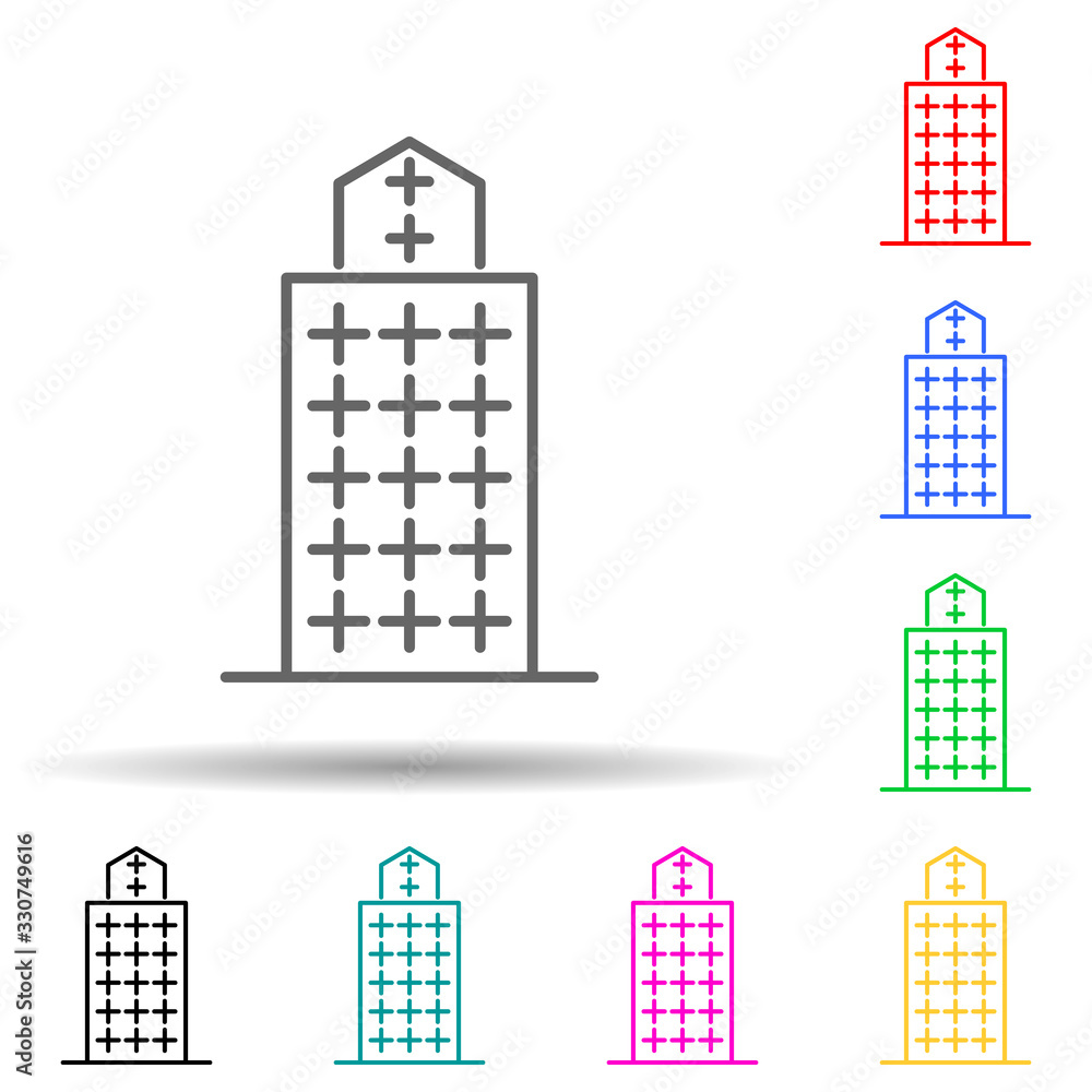 Poster building multi color set icon. simple thin line, outline vector of building icons for ui and ux, web