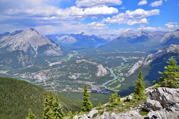 Banff National Park ,  Rocky Mountains ,  Alberta , Canada , Sulphur Mountain , Mount Norquay  , Mount Rundle 