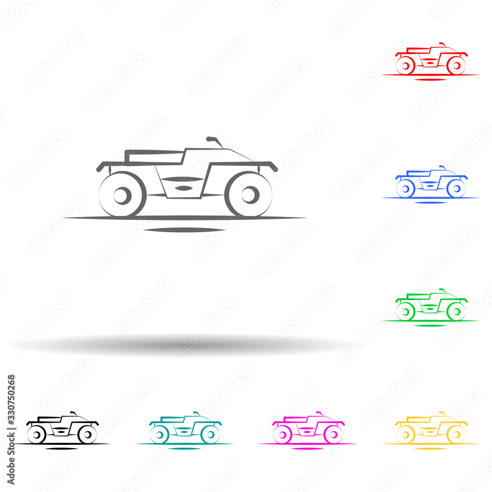Poster buggies desert car multi color set icon. simple thin line, outline vector of desert icons for ui and