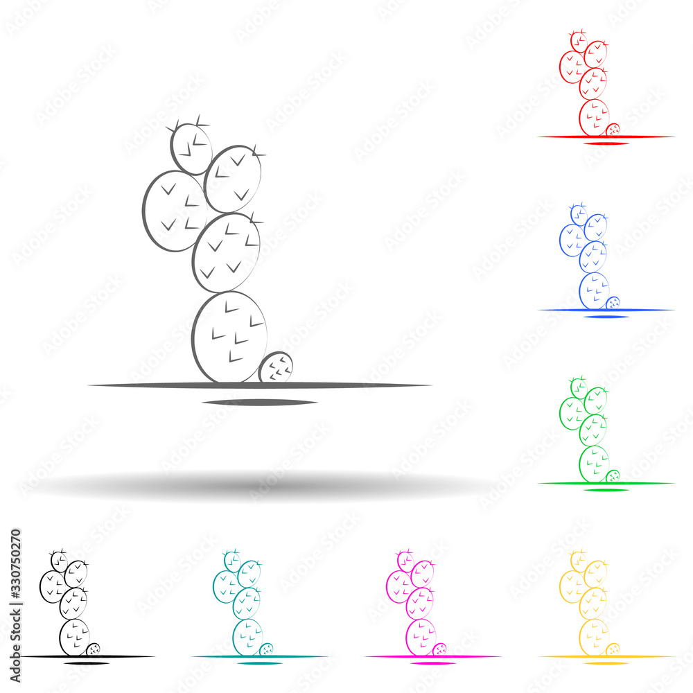 Poster cactus, desert multi color set icon. simple thin line, outline vector of desert icons for ui and ux,