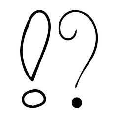 Vector illustration Hand drawn question mark and exclamation point. Question mark and exclamation point isolated on white.