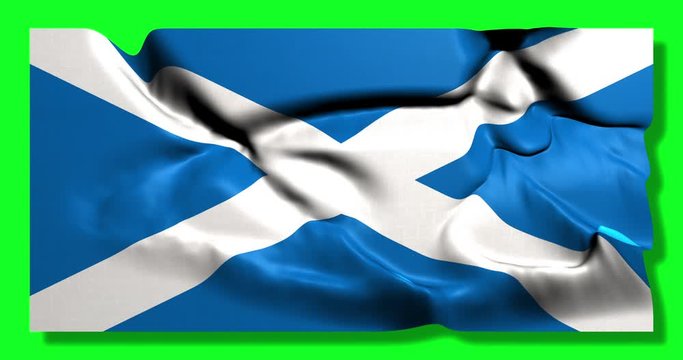 Green screen hiper realistic loop of Scotland flag waving in the wind Scottish flag fluttering with highly detailed fabric texture animation 3d