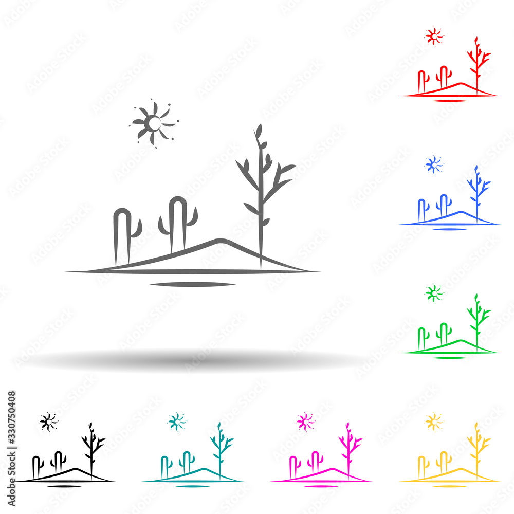 Poster desert, landscape multi color set icon. simple thin line, outline vector of desert icons for ui and 