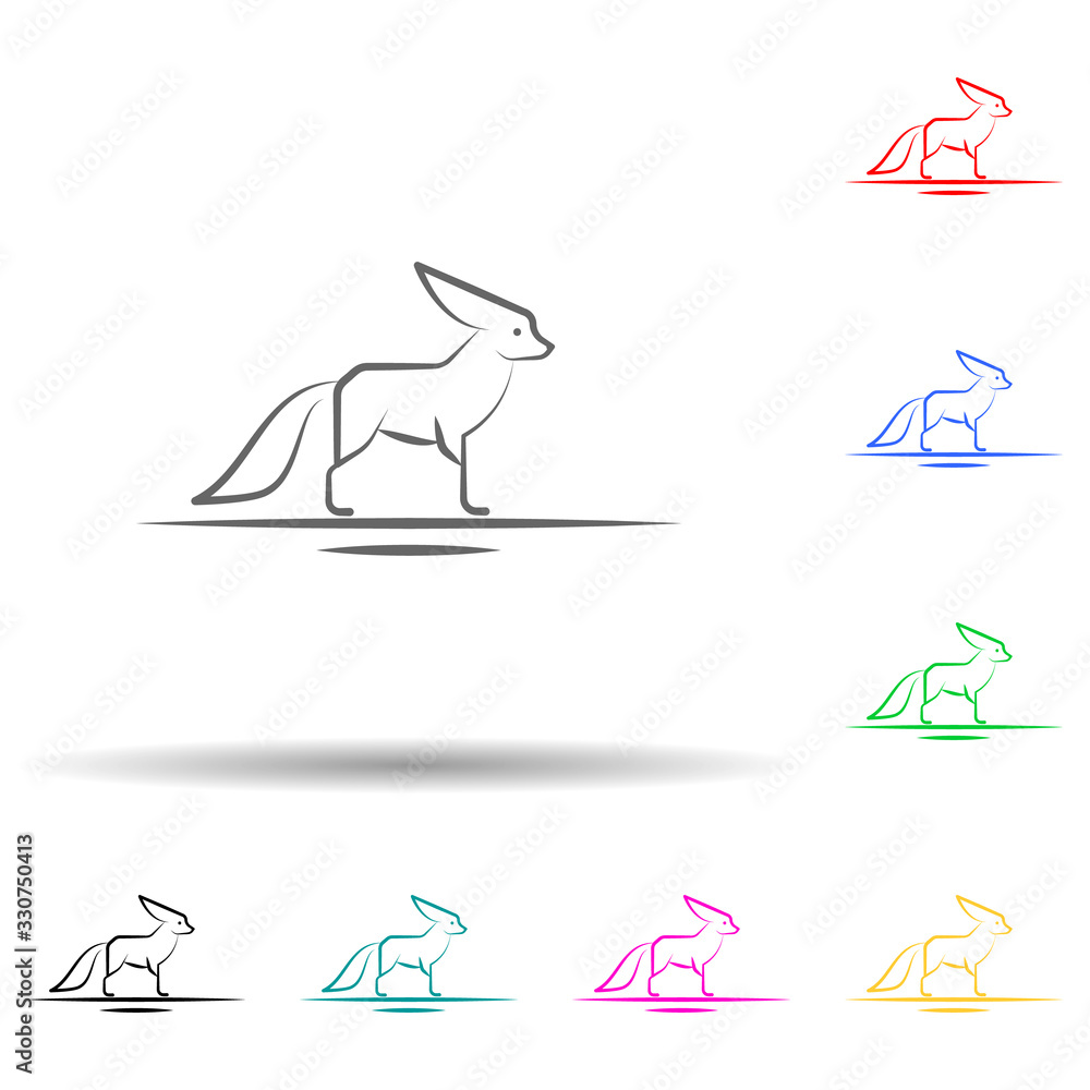 Poster desert fox, animal multi color set icon. simple thin line, outline vector of desert icons for ui and