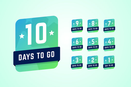 Number Of Days Left Labels. Vector Illustration In Gradient Style.