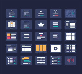 Flowchart cards for website structure planning vector illustration.