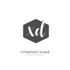 Handwritten initial letter X D XD for identity and logo. Vector logo template with handwriting and signature style.