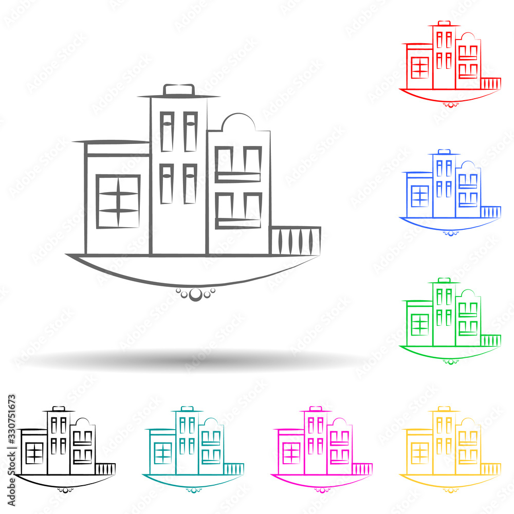 Aufkleber city building multi color set icon. simple thin line, outline vector of landspace icons for ui and u