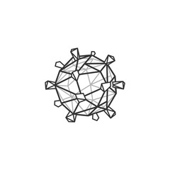 Black Coronavirus Polygonal mesh icon. Vector linear Coronavirus Covid-19 cell symbol for pandemic infection identification.