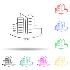 Fototapeta premium City building multi color set icon. Simple thin line, outline vector of landspace icons for ui and ux, website or mobile application