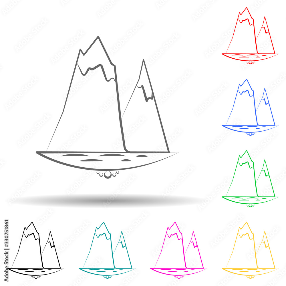 Poster sea iceberg multi color set icon. simple thin line, outline vector of landspace icons for ui and ux,