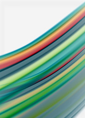 Obraz premium Wave lines abstract background, smooth silk design with rainbow style colors. Liquid fluid color waves. Vector Illustration
