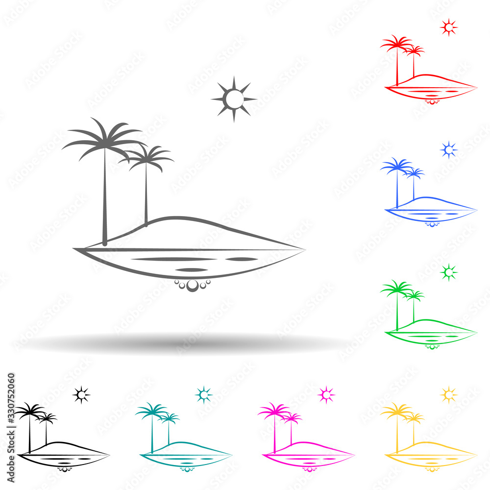 Poster wind energy multi color set icon. simple thin line, outline vector of landspace icons for ui and ux,