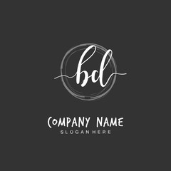 Handwritten initial letter B D BD for identity and logo. Vector logo template with handwriting and signature style.