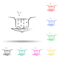 Tree sun cloud multi color set icon. Simple thin line, outline vector of landspace icons for ui and ux, website or mobile application